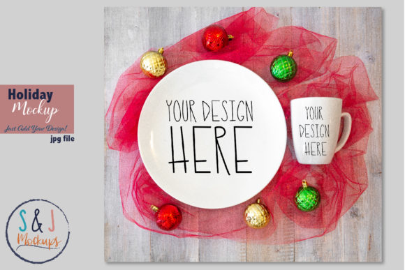 Christmas Plate and Cup Mockup for Home Amp Graphics