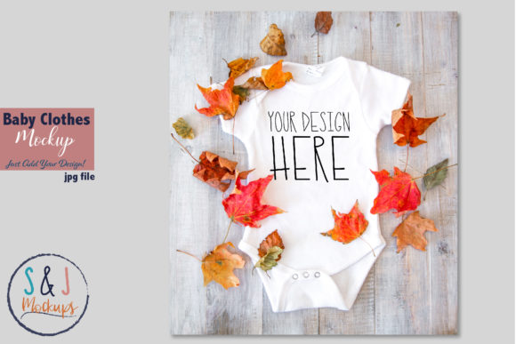 Fall Baby Bodysuit Mockup for Graphics and Baby Amp Projects