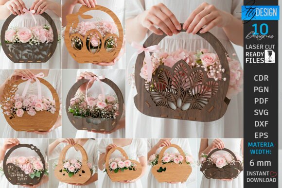Flowers Basket Laser Cut Bundle Gift for Valentine S Day