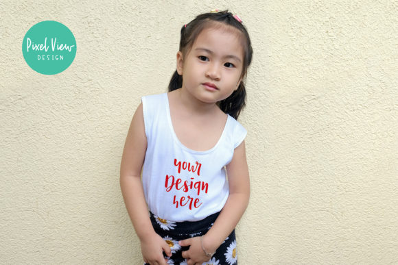 Kid's White Casual Sando Shirt Mockup - Graphics for Baby Amp Projects