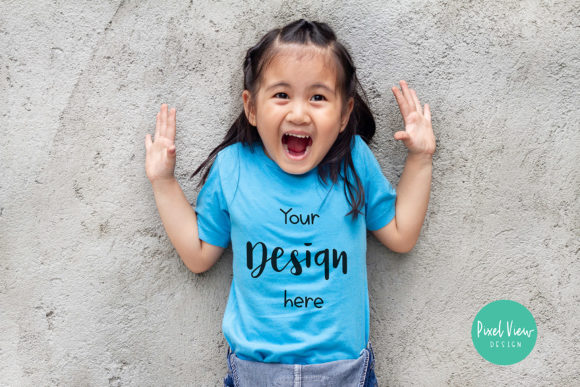 Kids Blue Tee Shirt Mockup Graphics for Baby Amp Projects