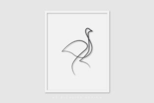Line Art Poster Crane Bird for Graphic Design Projects