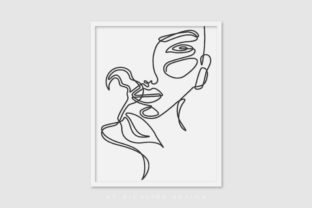 Line Art Poster Girl Flower for Graphics and Illustrations