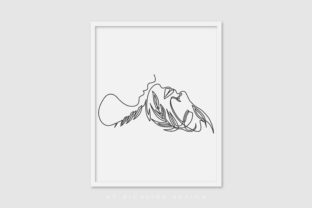 Line Art Poster Girl Leaf Graphics for Handmade Creations