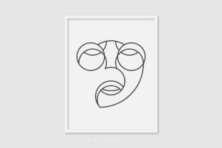 Line Art Poster Glasses Girl for Graphics and Illustrations