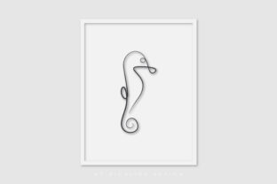 Line Art Poster Sea Horse for Crafting and Graphics