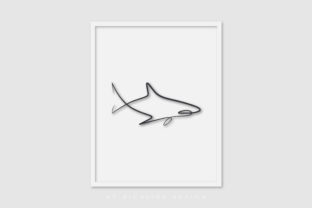 Line Art Poster Shark Graphic for Crafting & Illustrations