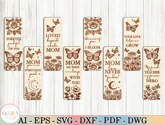 Mother’s Day Bookmark SVG Bundle for Laser Cutting