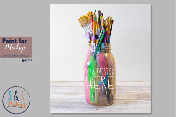 Paint Jar Stock Photo Mockup for Graphics and Bottles Amp