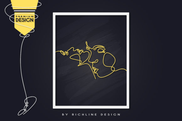 Sexy Couple Scene Line Art Poster Graphics & Illustrations