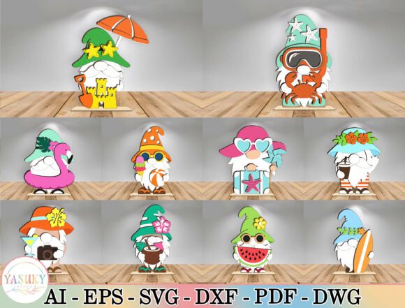 Summer Gnomes Laser Cut File SVG Bundle for Creative Projects