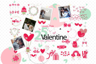 Valentine Graphics: Lovely Pink Valentine Doodles for Crafting
