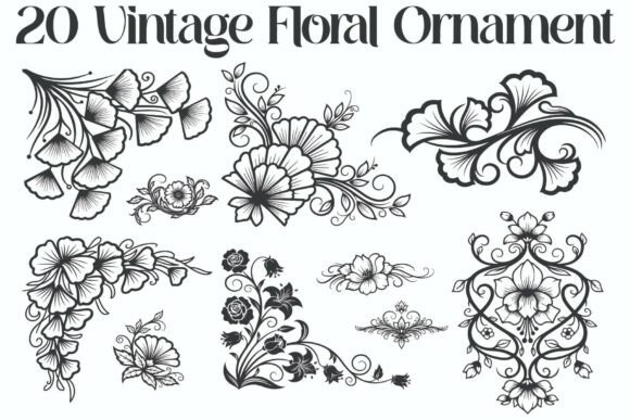 Vintage Floral Ornaments for Crafts and Graphics