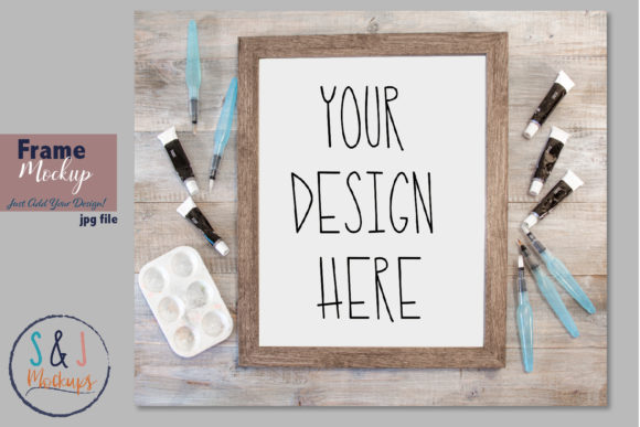 Wood Frame Mockup for Graphics and Frames Amp